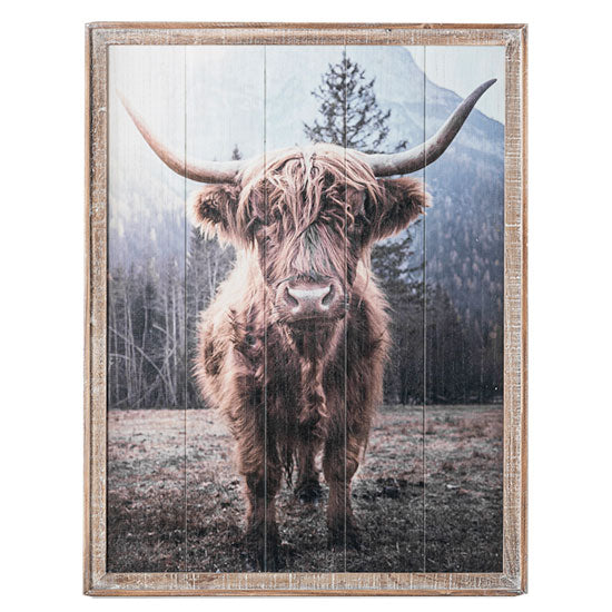Highland Cow in the Mountains Framed Wall Art