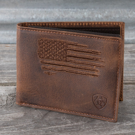 Ariat Flag Brown Bifold Wallet