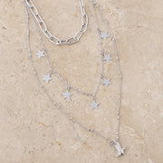Silver Layered Stars and Boot Necklace
