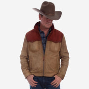 Scully Brown and Tan Leather Zip Front Jacket