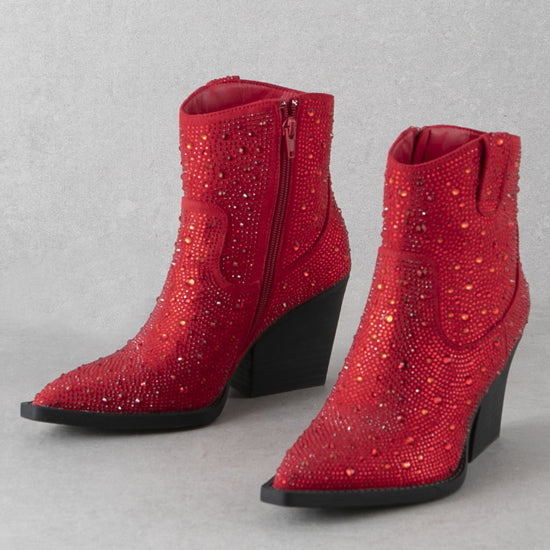 Red Rhinestone Karen Booties