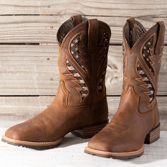 Men's Hybrid Venttek Distressed Brown American Flag Boot