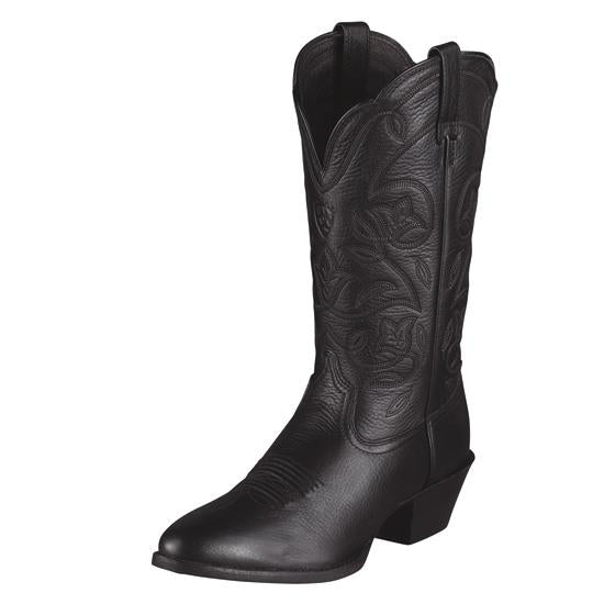 Heritage Deertan Western Black R-Toe Boots