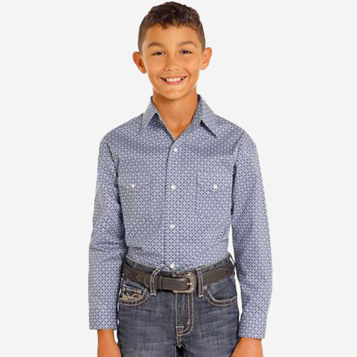 Boys' Rough Stock Midnight Blueprint Shirt