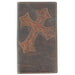 Nocona Dark Brown Leather With Diagonal Cross Rodeo Wallet