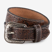 Kid's Brown & Black Tooled Belt