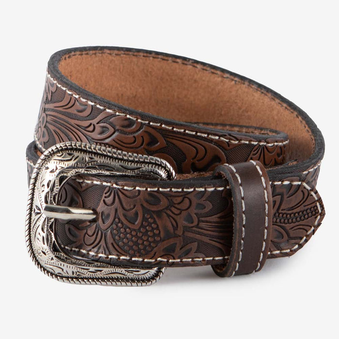 Kid's Brown & Black Tooled Belt