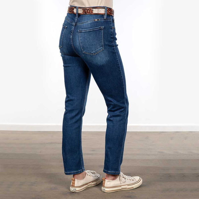 High Rise Dark Wash Straight Jeans