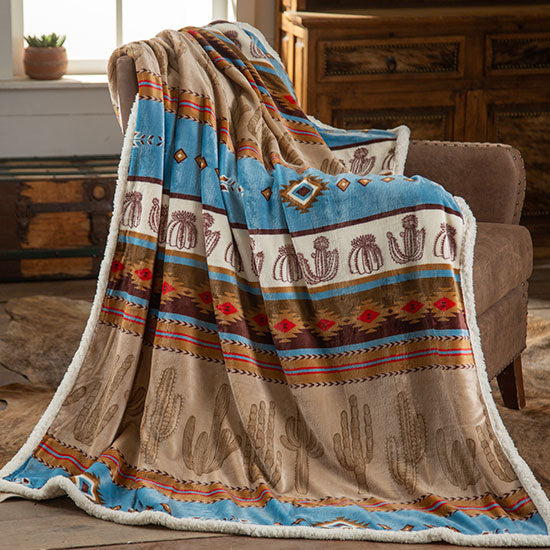 Southwest Cactus Plush Throw