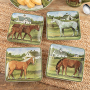 York Stables Canape Plates Set of 4