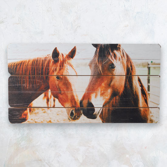 Horse Friends Wooden Plank Wall Decor
