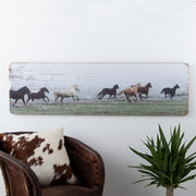 Running Horses Plank Wood Wall Decor
