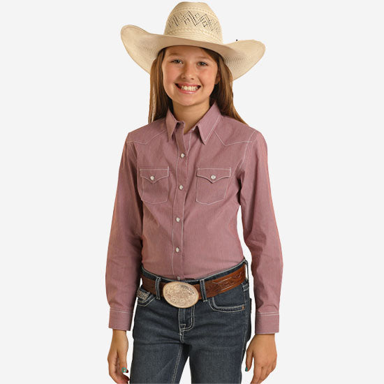 Roughstock Girls' Stretch Mulberry Top