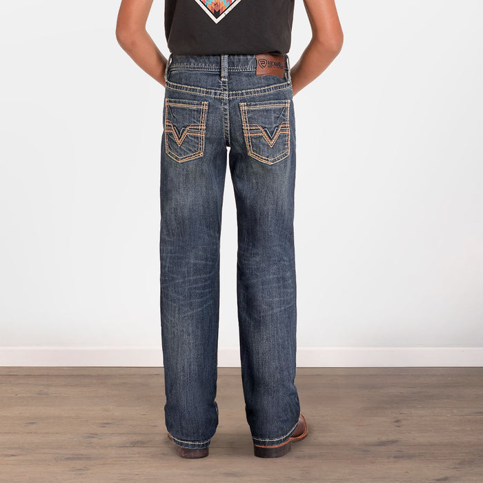 Boys' Two Toned Embroidery Bootcut Jeans