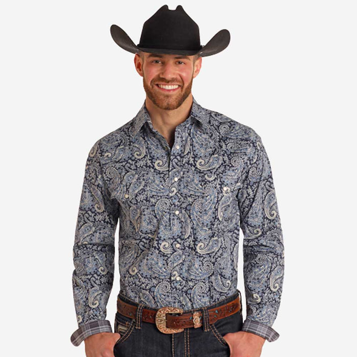 Roughstock Blue Paisley Stretch Shirt