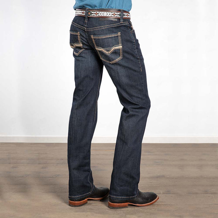 Pistol Straight Flat Seam Dark Wash Jeans