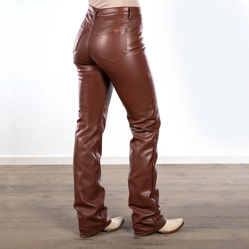 Rust Leather Modest Bootcut Jeans