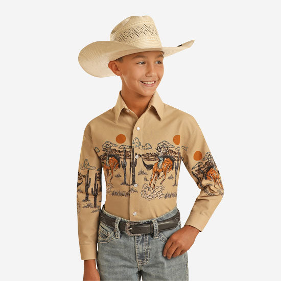 Panhandle Boys' Bronc Border Shirt