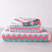 Coral and Turquoise Zig Zag Towels