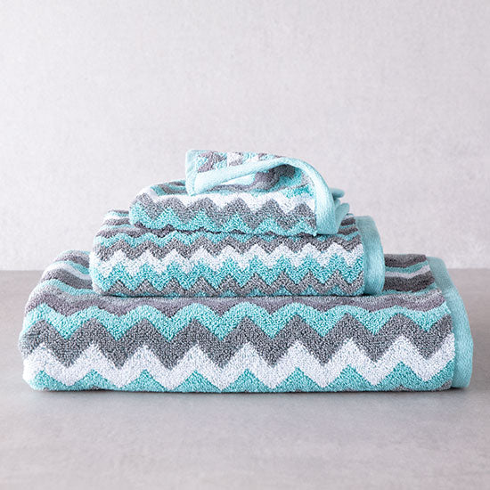 Blue and Gray Zig Zag Towels