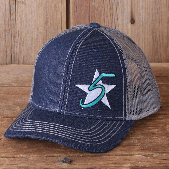 5 Tri-Tone Denim Grey Ball Cap