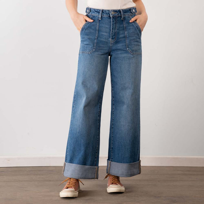 High Rise Utility Wide Leg Jeans
