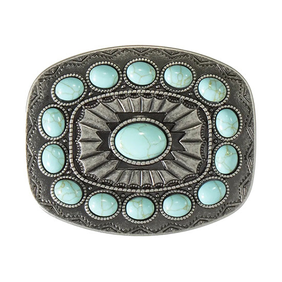 Blazin Roxx Multi Stone Turquoise Rectangular Buckle