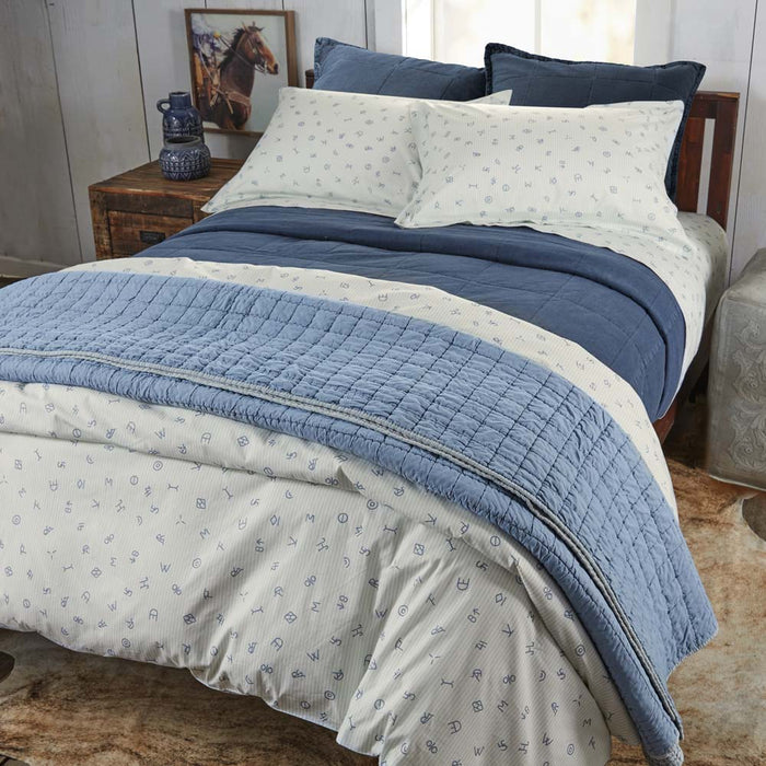 Cattle Brands Chambray Ticking Stripe Duvet Cover