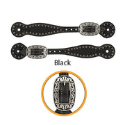 Basketweave Bridle Leather Thin Spur Straps w/Spots