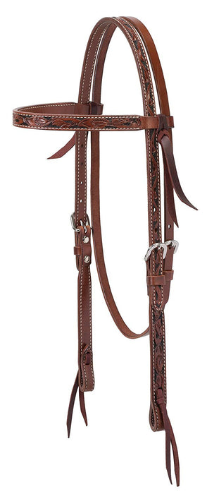 Browband Chestnut Carved Headstall