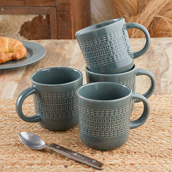 Debossed Woven Balsam Ceramic Mug Set of 4