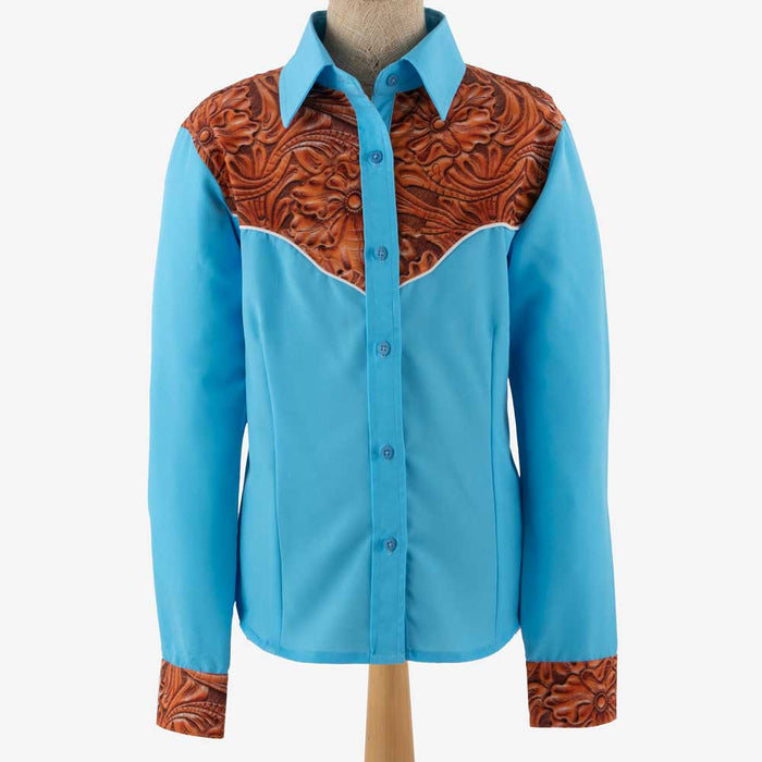 Girl's Blue Tooled Yoke Show Blouse