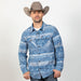Blue Brushed Cotton Aztec Shirt Jacket