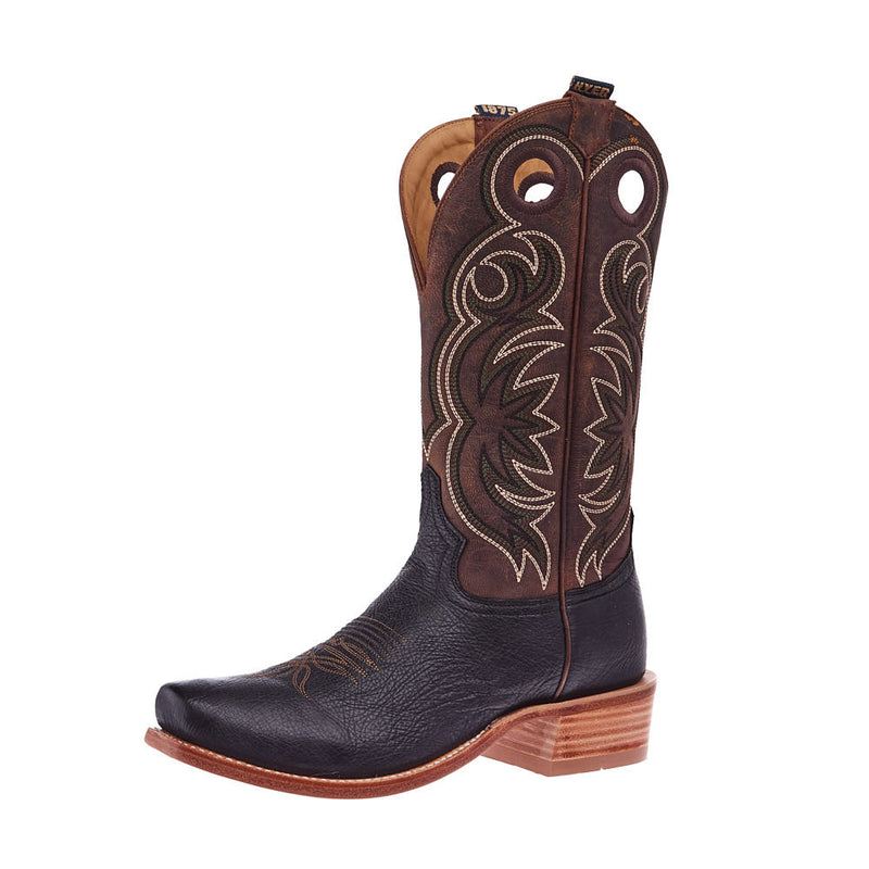 Men`s Riley Black Shrunken Calf 13In Tan Goat Top Boot