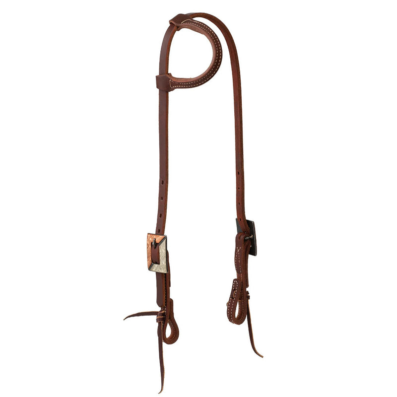 Working Tack Copper Silver Engraved Single Ear Headstall