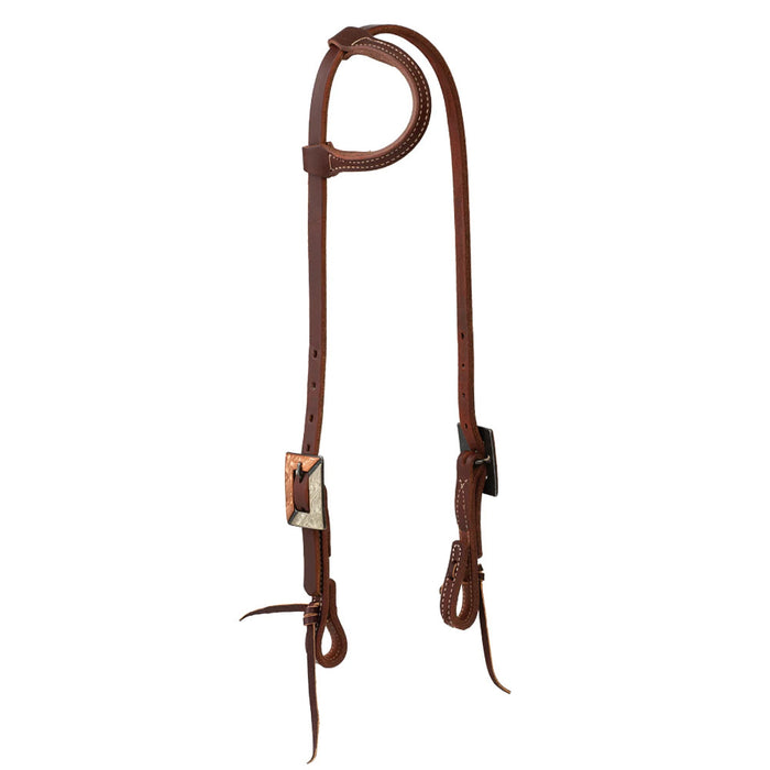 Working Tack Copper Silver Engraved Single Ear Headstall
