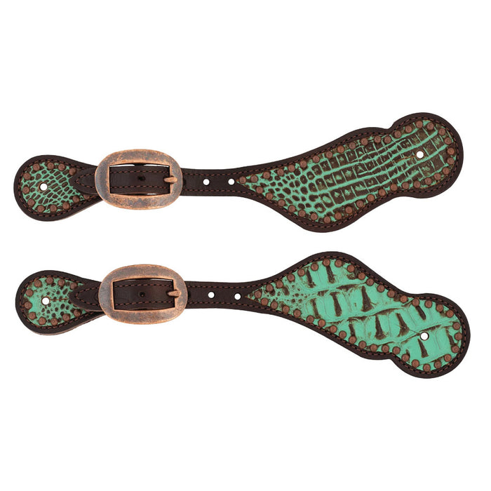 Turquoise Croc Ladies Spur Straps