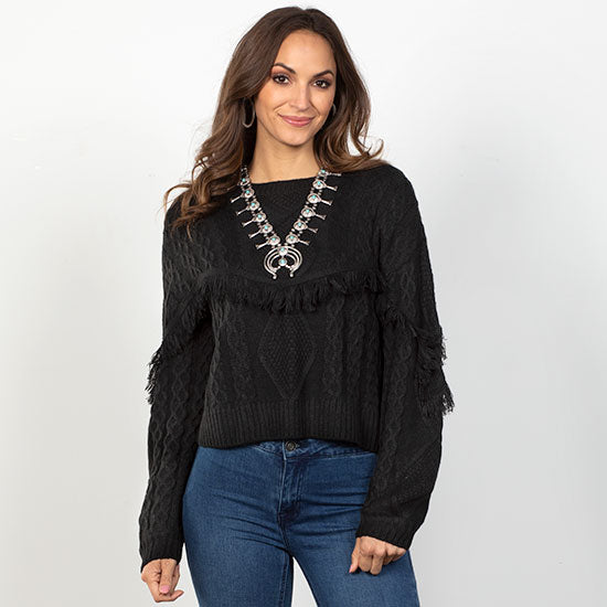 Fun Fringe Black Sweater