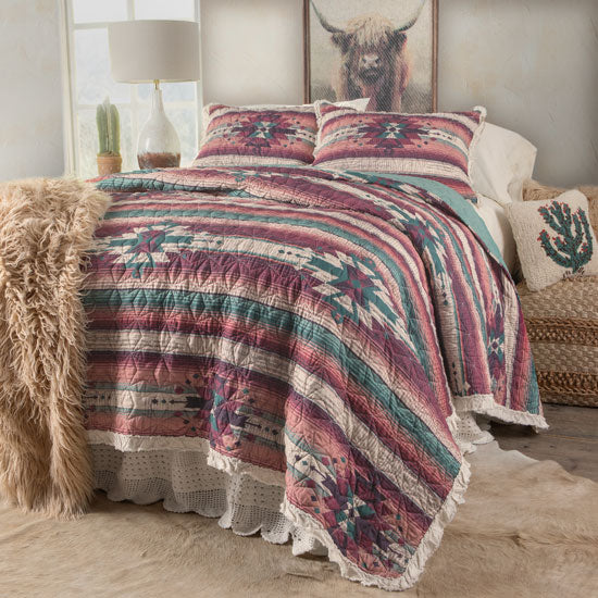 Rose Canyon Ruffle Quilt Set