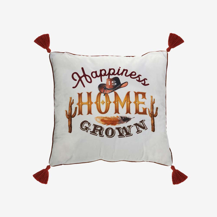 Happiness is Home Grown Tassel Pillow