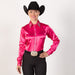 Magenta Satin Faux Button Bling Show Top