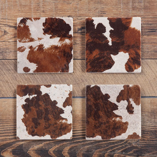 Paseo Road by Elsa Cowhide Coaster Set of 4