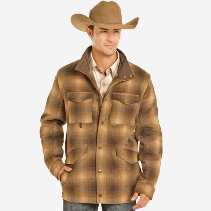 Powder River Brown Plaid Wool Coat