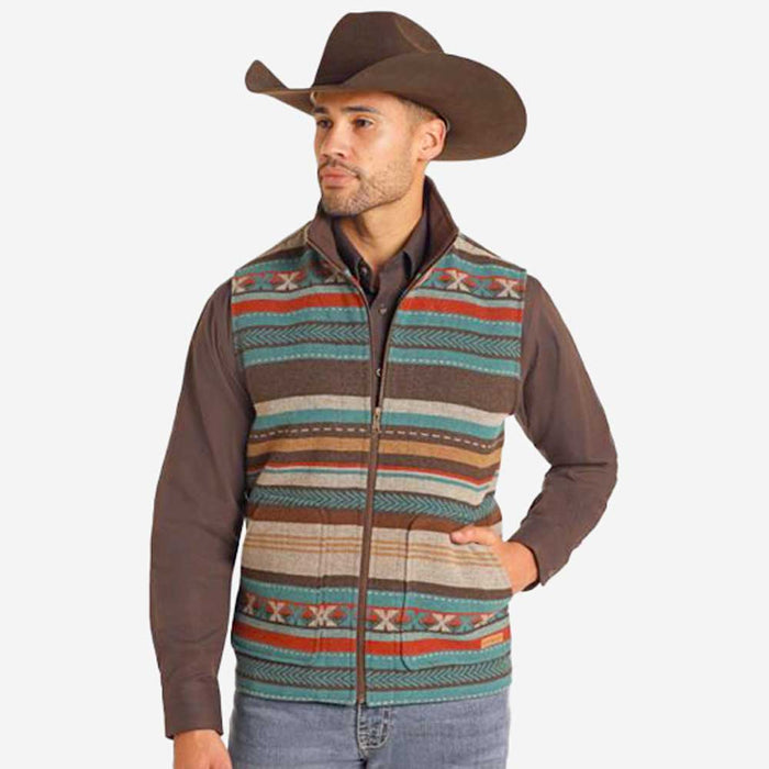Powder River Brown Aztec Stripe Vest