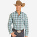 Rough Stock Turquoise Dobby Plaid Shirt