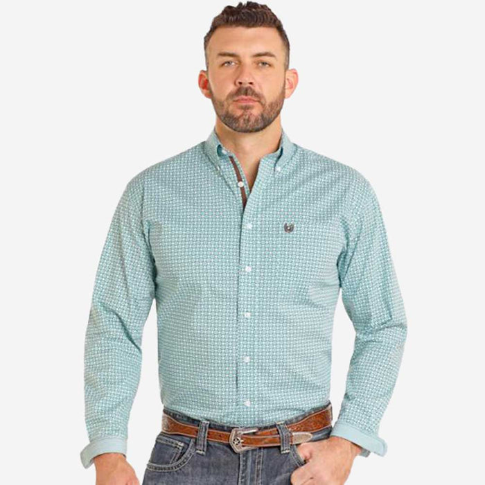 Rough Stock Turquoise Geometric Shirt