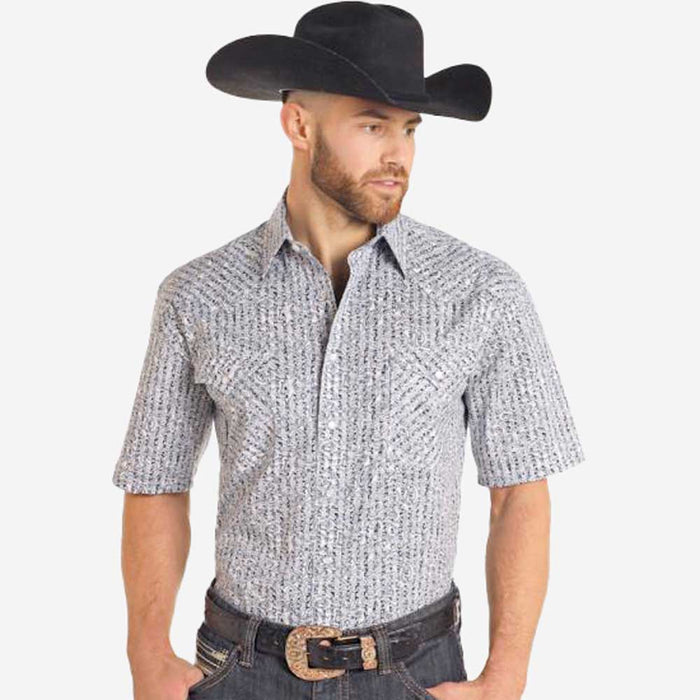 Rough Stock Navy Paisley Stripe Shirt