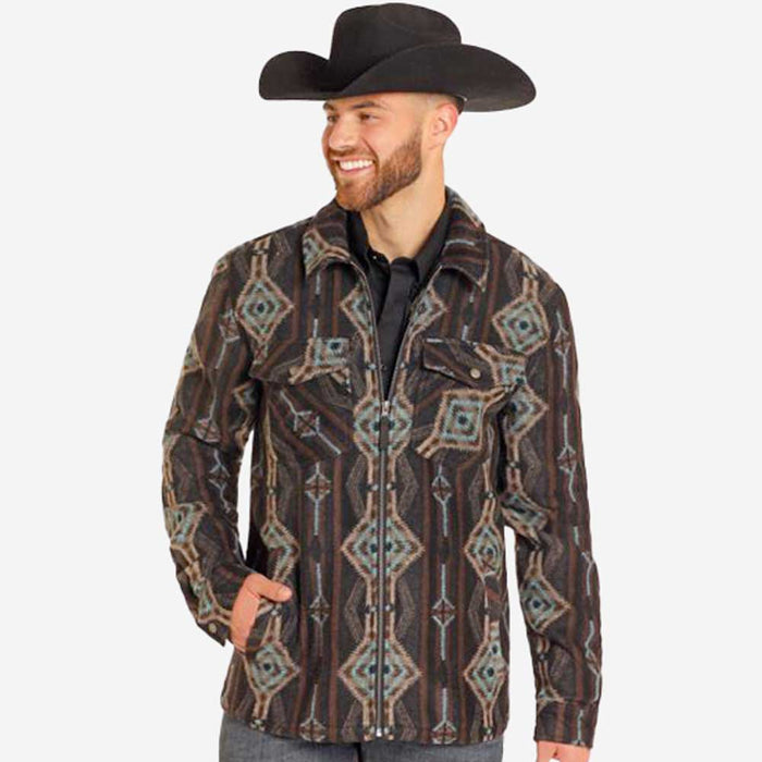 Turquoise Brown Aztec Shacket
