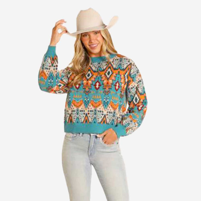 Blue Aztec Sweater