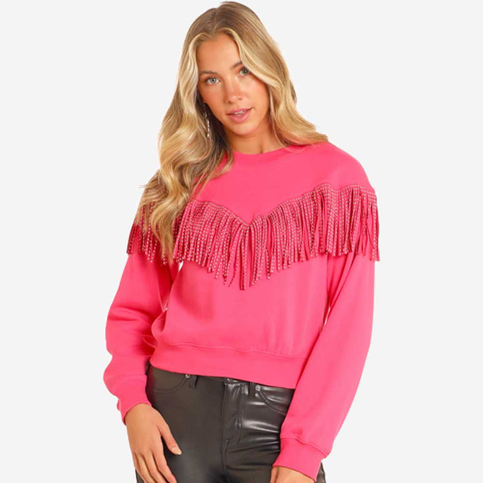 Pink Fringe Pullover
